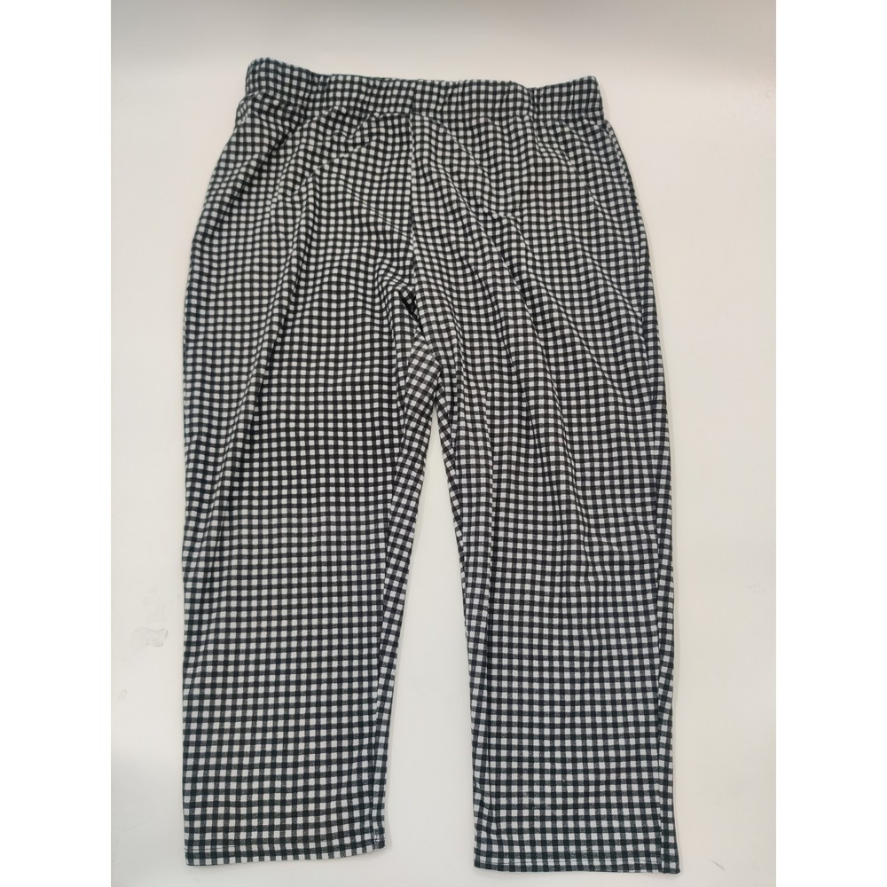 Terra Sky Black White Gingham Check Pull On Pants Plus Size 1X 16W-18W High Rise